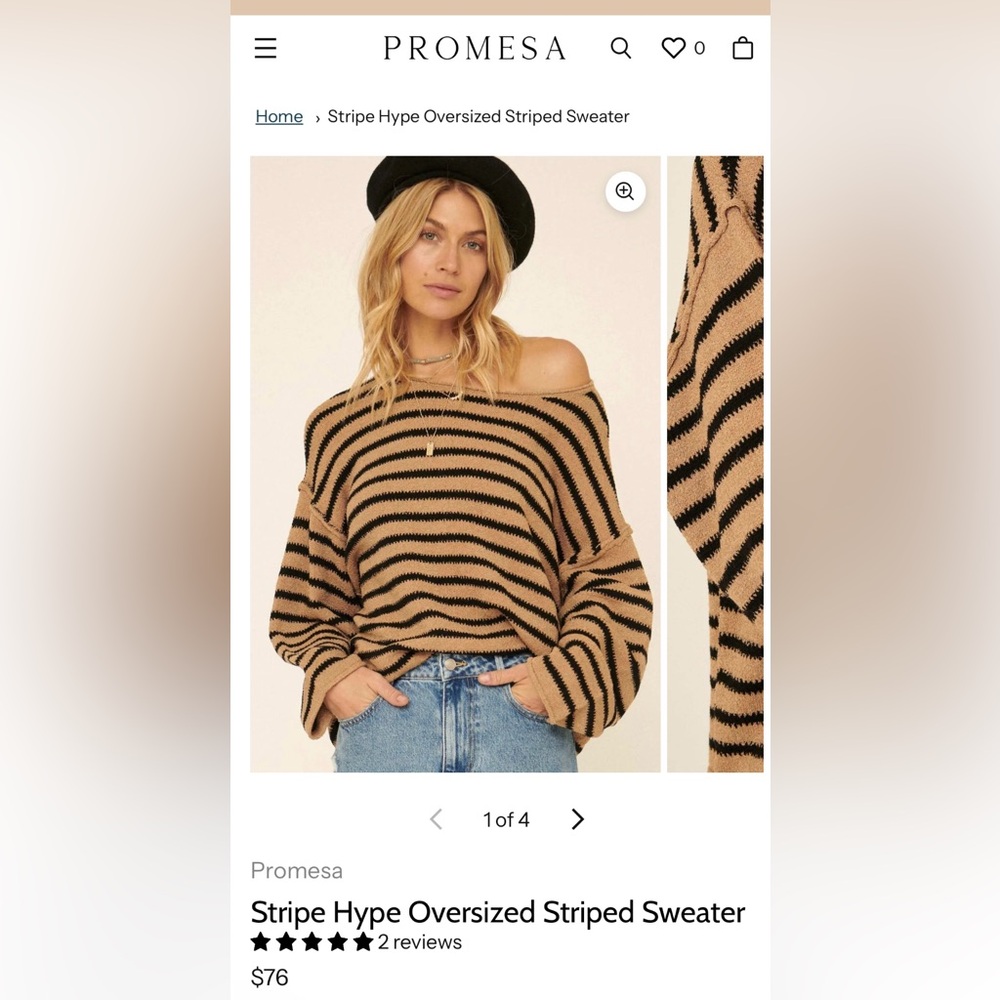 Promesa Stripe Hype Oversized Stripe Sweater - Black and Sand